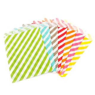 Striped Craft Paper Food Favor Bags (More Colors) Set of 12