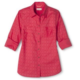 Merona Womens Favorite Button Down Shirt   Blazing Coral   L