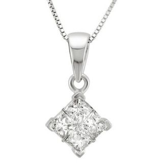 5/8 CT.T.W. Princess cut Composite Set Diamond Pendant Necklace in 14K White
