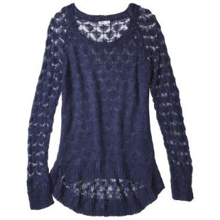 Xhilaration Juniors Crochet Back Sweater   Twilight Blue XS(1)