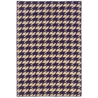 Foundation Collection Purple Houndstooth Reversible Rug (5 X 8)
