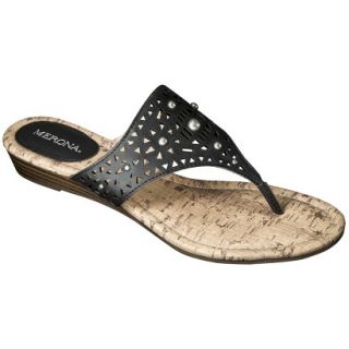 Womens Merona Elisha Perforated Studded Sandals   Black 7.5