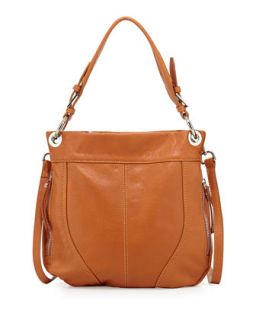 Side Zip Italian Leather Crossbody Bag, Camel