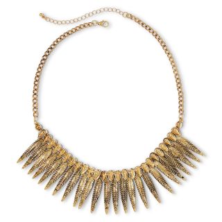 Decree Leaf Spikes Collar Necklace, Yellow