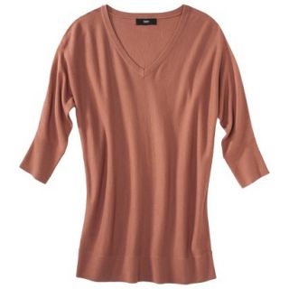 Mossimo Womens 3/4 Sleeve V Neck Value Sweater   Venetian Brown XXL