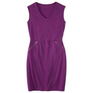 Mossimo Womens Ponte V neck Zippered Pocket Dress   Purple M