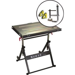 Strong Hand Tools Nomad Welding Table with MagSpring Clamp and Mini Magnet Twin