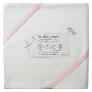 Swaddle Designs Organic Ultimate Receiving Blanket   Ivory with Pink Trim