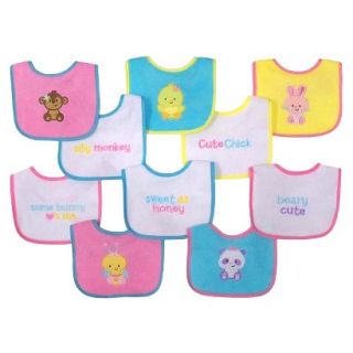 Neat Solutions Knit/Terry Embroidered Girl Sayings Bibs 10PK