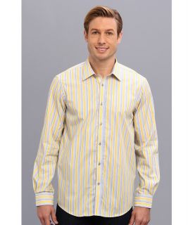 Report Collection Long Sleeve Stripe Shirt w/ Fancy Detail Mens Long Sleeve Button Up (Yellow)