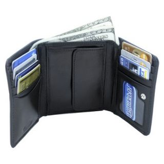 Leatherbay Tri Fold Leather Wallet   Black