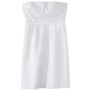 Merona Womens Seersucker Strapless Dress   Grey/White   18