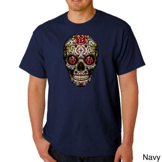 Los Angeles Pop Art Mens Sugar Skull T shirt Navy Size S