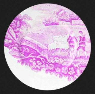 Wedgwood After Landscape Dinner Plate, Fine China Dinnerware   Pink,Enlarged Lan