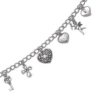 Sweet Hearts Charm Bracelet   Silver (7.5)