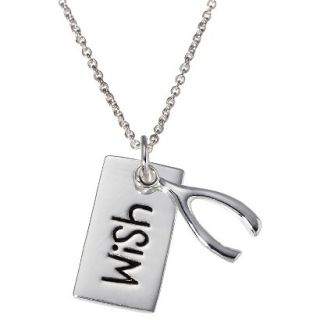 Wish Silver Plate Pendant Necklace   Silver