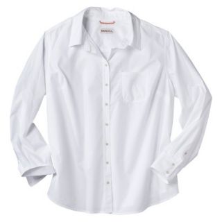 Merona Womens Plus Size Long Sleeve Button Down Shirt   White 1