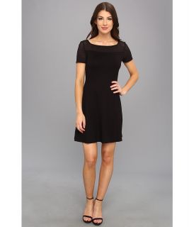 Three Dots S/S Dress W/ Square Neckline Womens Dress (Black)