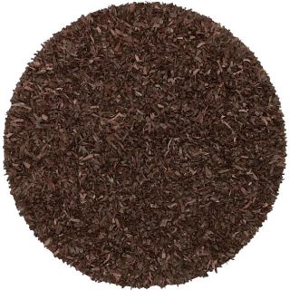 Hand tied Brown Leather Rug (6 Round)