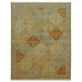 Hand knotted Oriental Light Gold Wool Rug (66 X 96)