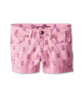 Request Kids Fray Cuff Owl Print Short Girls Shorts (Pink)