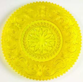 Westmoreland Princess Feather Yellow 7 Salad Plate   Stem #201, Yellow, Scroll