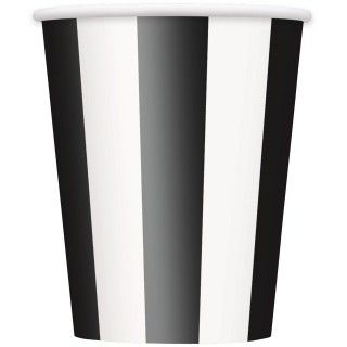 Black Striped 12 oz. Paper Cups (6)