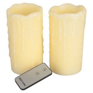 Wax Drip Style Flameless LED Battery Operated Pillar Candle with Remote Set of