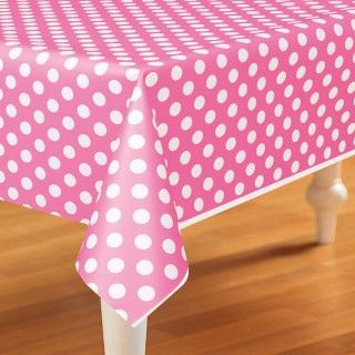 Pink and White Dots Plastic Tablecover