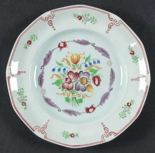 Adams China 2475 Luncheon Plate, Fine China Dinnerware   Calyxware, Red Scrolls,