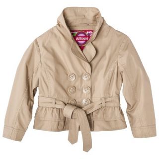 Dollhouse Infant Toddler Girls Ruffled Trench Coat   Khaki 18 M