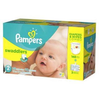 Pampers Swaddlers Diapers & Sensitive Wipes Combo Pack Size 2 (148 Count),