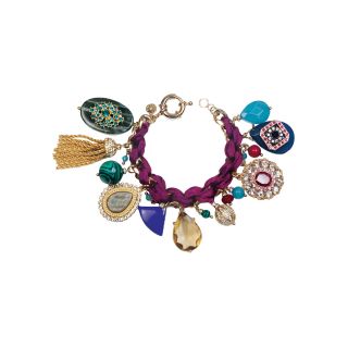 ZOË + SYD Color Treated Purple Jade Charm & Ribbon Bracelet, Womens