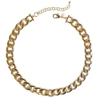 Gold Tone and Crystal Link Necklace, Yellow