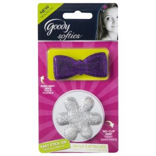 Goody Softies Stick on Barrettes in Purple Bow and Silver Flower