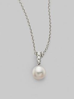 Mikimoto Morning Dew 8MM Akoya Cultured Pearl & Diamond Pendant Necklace   Pearl
