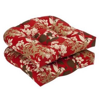 Outdoor 2 Piece Chair Cushion Set   Brown/Red Floral
