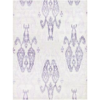 Hand spun Sagano Zodiac Ivory/ Lilac Rug (8 X 11)