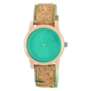 Sprout Womens Green Dial Cork Strap Watch