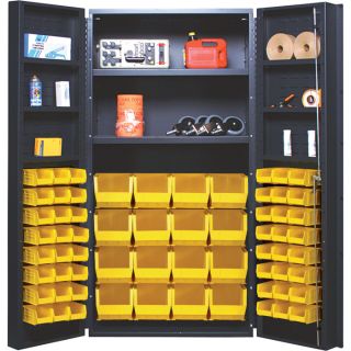 Quantum Storage Cabinet With 64 Bins   36 Inch x 24 Inch x 72 Inch Size, Yellow