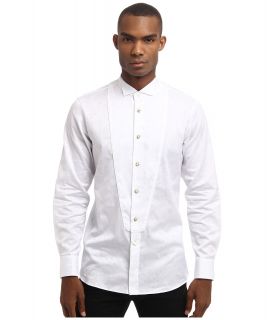 Vivienne Westwood MAN RUNWAY Agra Jacquard Tuxedo Shirt Mens Long Sleeve Button Up (White)