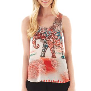 By & By Elephant Print Knit Tank Top, Womens