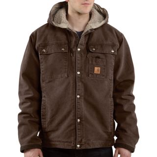 Carhartt Sandstone Hooded Multi Pocket Sherpa Lined Jacket   Firewood, 2XL,