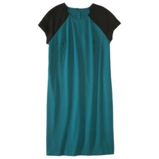 Mossimo Womens Plus Size Short Sleeve Ponte Dress   Teal/Black 4