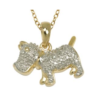 Bridge Jewelry Crystal Covered Dog Pendant 18K Gold Over Brass, Yellow