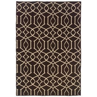 Foundation Collection Brown Trellis Reversible Rug (5 X 8)