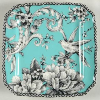 222 Fifth (PTS) Adelaide Turquoise Square Appetizer Plate, Fine China Dinnerware