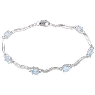 Genuine Blue Topaz & Diamond Accent Bracelet, White, Womens