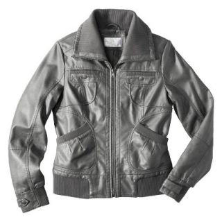 Xhilaration Juniors Faux Leather Jacket  Gray XXL