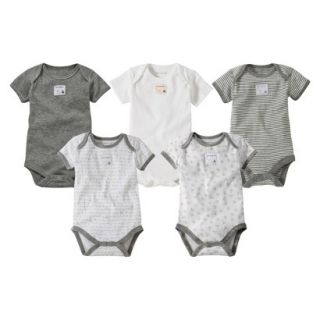 Burts Bees Baby Newborn Neutral 5 Pack Short sleeve Bodysuit   Heather Grey 6 9